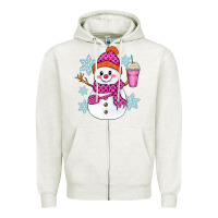 Oatmeal Heather bougie snowman Zipper Hoodie - Zillion Design Studio