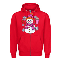 Red bougie snowman Zipper Hoodie - Zillion Design Studio