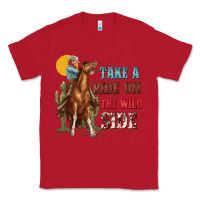 Red take a ride on the wild side with rodeo Classic Tee - texasbilliewilder