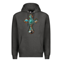 Charcoal Heather western cross Premium Hoodie - BarkalooDesign