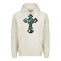 Oatmeal Heather western cross Premium Hoodie - BarkalooDesign