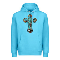 Ocean Blue western cross Premium Hoodie - BarkalooDesign