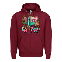 Burgundy camping is my happy place Zipper Hoodie - RanaPortraitStore