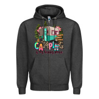 Charcoal Heather camping is my happy place Zipper Hoodie - RanaPortraitStore