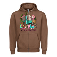 Chestnut camping is my happy place Zipper Hoodie - RanaPortraitStore