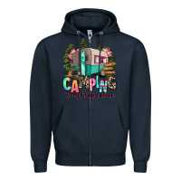 Navy camping is my happy place Zipper Hoodie - RanaPortraitStore
