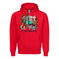 Red camping is my happy place Zipper Hoodie - RanaPortraitStore