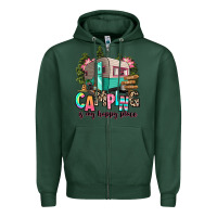 Sports Green camping is my happy place Zipper Hoodie - RanaPortraitStore