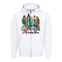 White camping is my happy place Zipper Hoodie - RanaPortraitStore
