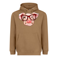Toasted Coconut pig with red glasses Heavyweight Hoodie - RanaPortraitStore