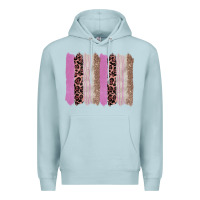 Blue Mist pink glitter leopard brushstroke background Premium Hoodie - RanaPortraitStore