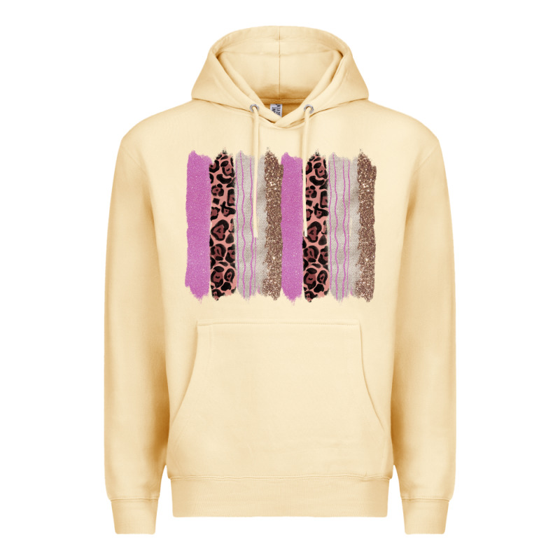 Pink Glitter Leopard Brushstroke Background Premium Hoodie by RanaPortraitStore | Teevron