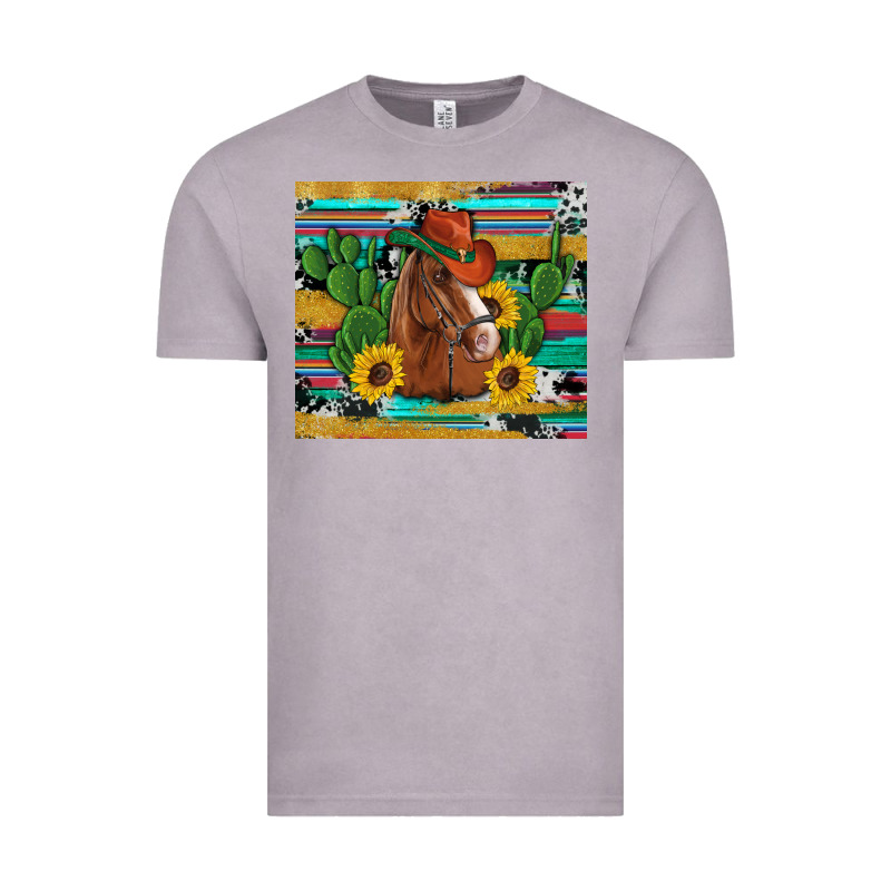 Western Horse Cowboy Hat Cactus Sunflowers Glitter Cowhide Serape Turq Vintage Tee by Artiststas | Teevron