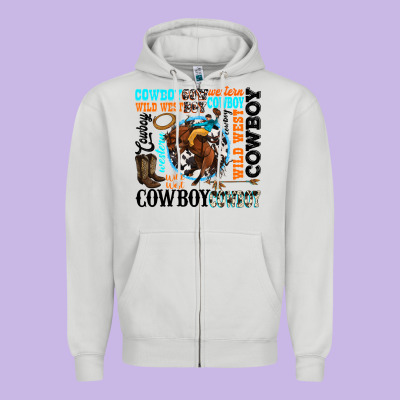 Western Cowboy Wild West Zipper Hoodie Designed By Texasbilliewilder