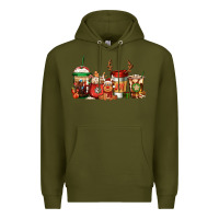 Army Green Reindeer Christmas Coffee Cups Premium Hoodie - Jasminsmagicworld