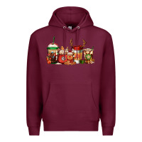 Burgundy Reindeer Christmas Coffee Cups Premium Hoodie - Jasminsmagicworld