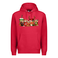 Cardinal Reindeer Christmas Coffee Cups Premium Hoodie - Jasminsmagicworld