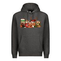 Charcoal Heather Reindeer Christmas Coffee Cups Premium Hoodie - Jasminsmagicworld