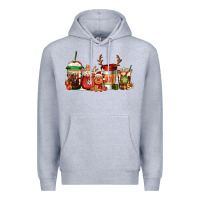 Heather Grey Reindeer Christmas Coffee Cups Premium Hoodie - Jasminsmagicworld
