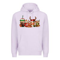 Lilac Reindeer Christmas Coffee Cups Premium Hoodie - Jasminsmagicworld