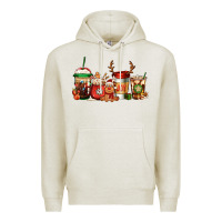 Oatmeal Heather Reindeer Christmas Coffee Cups Premium Hoodie - Jasminsmagicworld