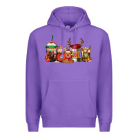 Purple Reindeer Christmas Coffee Cups Premium Hoodie - Jasminsmagicworld