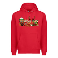 Red Reindeer Christmas Coffee Cups Premium Hoodie - Jasminsmagicworld