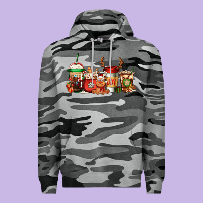 Reindeer Christmas Coffee Cups Premium Hoodie Designed By Jasminsmagicworld