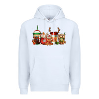 White Reindeer Christmas Coffee Cups Premium Hoodie - Jasminsmagicworld