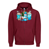 Burgundy winter snowman coffee cups Zipper Hoodie - Zillion Design Studio