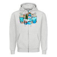 Dove Grey winter snowman coffee cups Zipper Hoodie - Zillion Design Studio