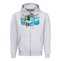 Heather Grey winter snowman coffee cups Zipper Hoodie - Zillion Design Studio
