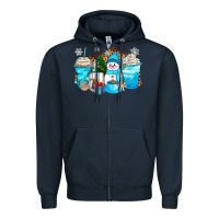 Navy winter snowman coffee cups Zipper Hoodie - Zillion Design Studio