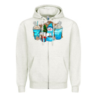 Oatmeal Heather winter snowman coffee cups Zipper Hoodie - Zillion Design Studio
