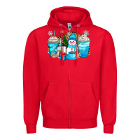 Red winter snowman coffee cups Zipper Hoodie - Zillion Design Studio