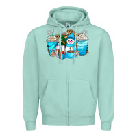 Seafoam winter snowman coffee cups Zipper Hoodie - Zillion Design Studio