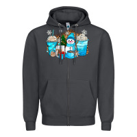 Smoke winter snowman coffee cups Zipper Hoodie - Zillion Design Studio