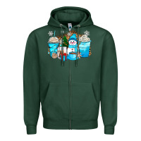 Sports Green winter snowman coffee cups Zipper Hoodie - Zillion Design Studio