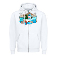 White winter snowman coffee cups Zipper Hoodie - Zillion Design Studio