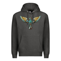 Charcoal Heather western cross wings Premium Hoodie - BarkalooDesign