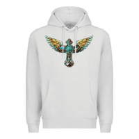 Dove Grey western cross wings Premium Hoodie - BarkalooDesign