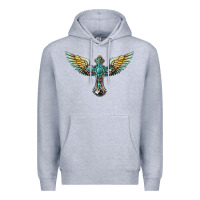 Heather Grey western cross wings Premium Hoodie - BarkalooDesign