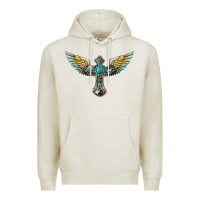 Oatmeal Heather western cross wings Premium Hoodie - BarkalooDesign