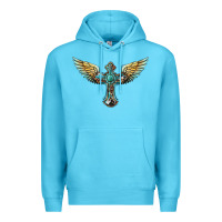 Ocean Blue western cross wings Premium Hoodie - BarkalooDesign