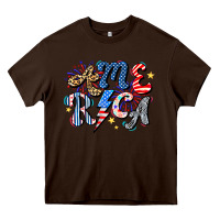 Chocolate Brown America Heavy Core Tee - CowhideDigitalArt