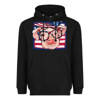 Black american flag pig Heavyweight Hoodie - RanaPortraitStore
