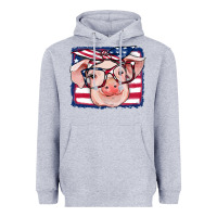 Heather Grey american flag pig Heavyweight Hoodie - RanaPortraitStore