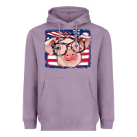 Lavender american flag pig Heavyweight Hoodie - RanaPortraitStore