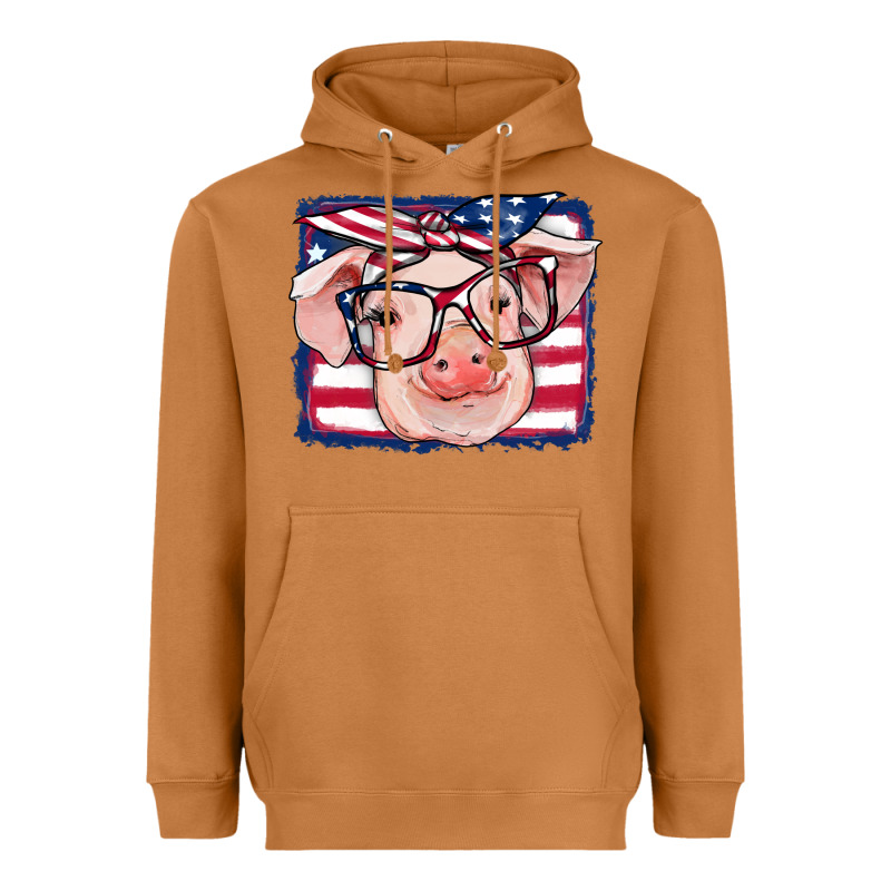 American Flag Pig Heavyweight Hoodie by RanaPortraitStore | Teevron