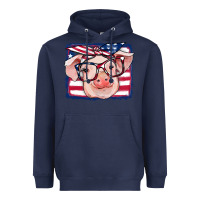 Navy american flag pig Heavyweight Hoodie - RanaPortraitStore